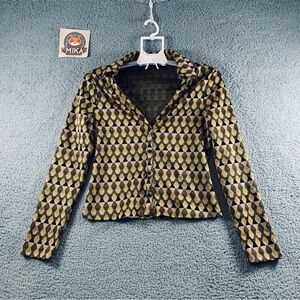 Zara Geometric Patterned Blouse - Black, Gold, Green